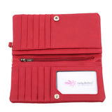 Women Dull Polish Leather Wallet Double Zipper Clutch Purse
