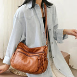 Casual Crossbody Shoulder Bag, Large Capacity Soft Leather Handbag