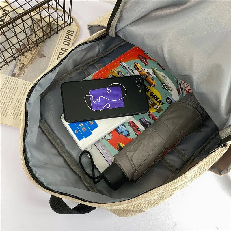 Corduroy School Bag for Girls Harajuku Student Schoolbags