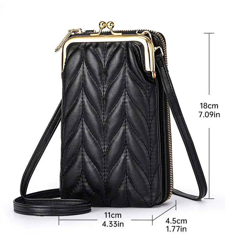 Women's Soft Leather Wallets Cell Phone Purse Messenger Bag