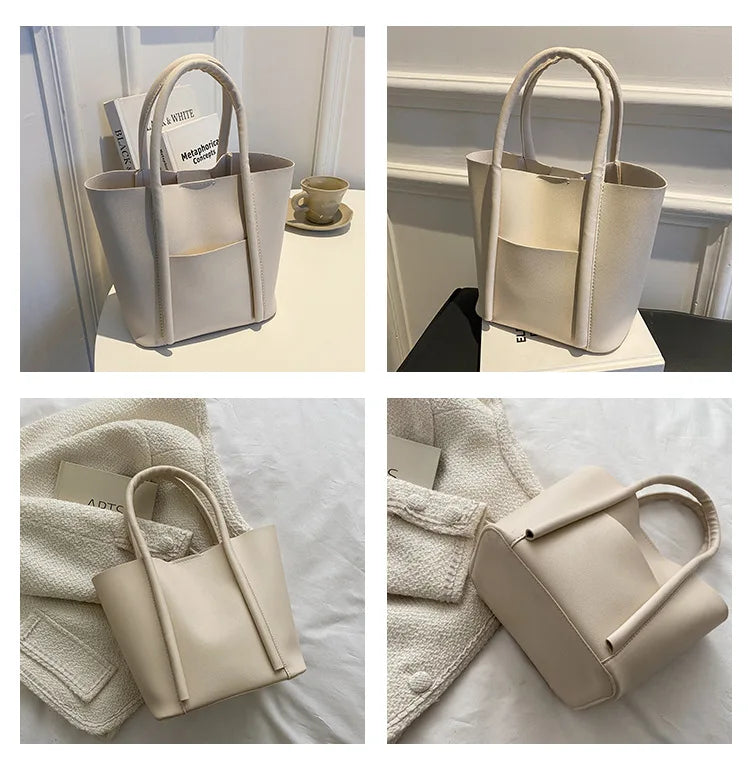 Vintage Shoulder Bags Large Capacity Retro Tote Bags Solid Bags