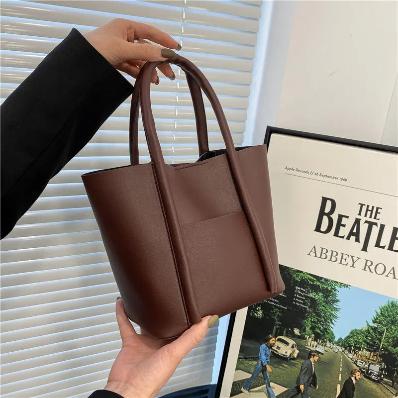 Vintage Shoulder Bags Large Capacity Retro Tote Bags Solid Bags