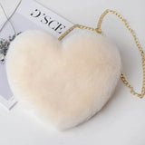 Heart Shaped Faux Fur Crossbody Wallet Chain Shoulder Bag
