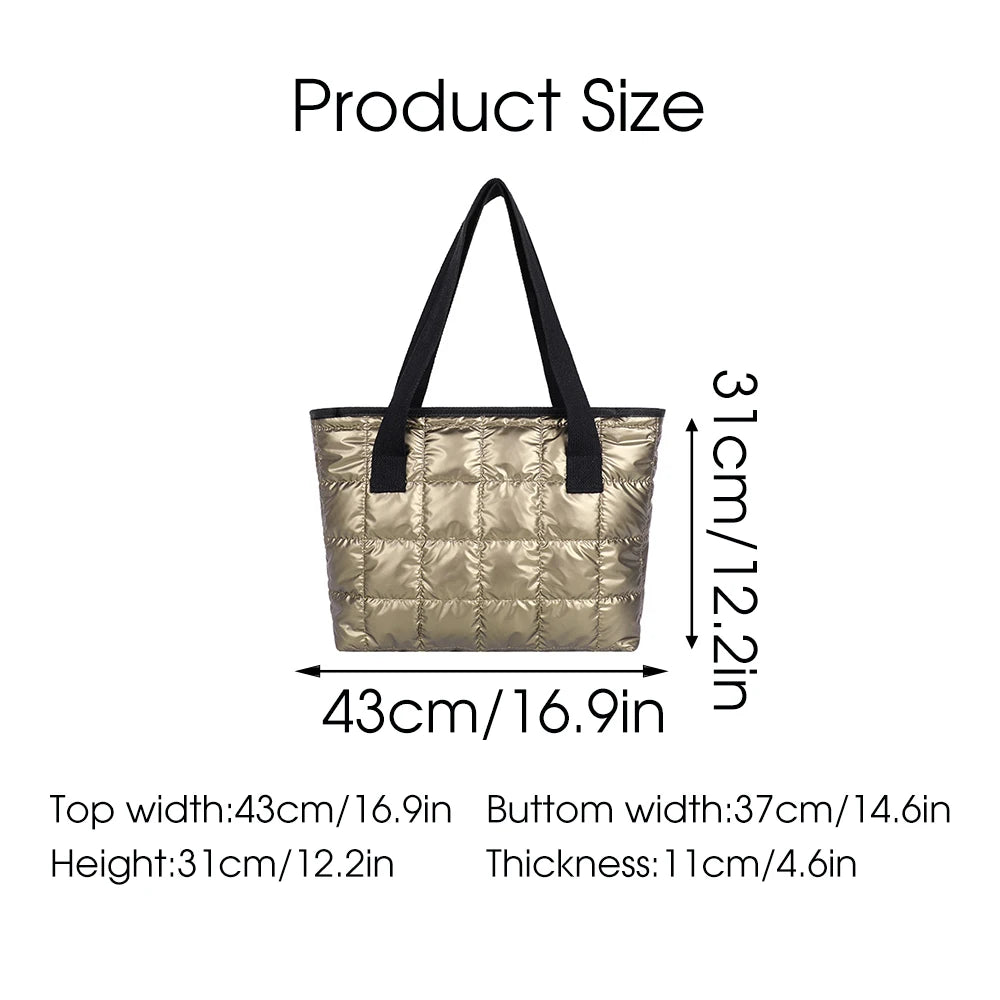 Women's Quilted Winter Handbag Tote Lady Nylon Padded Bag