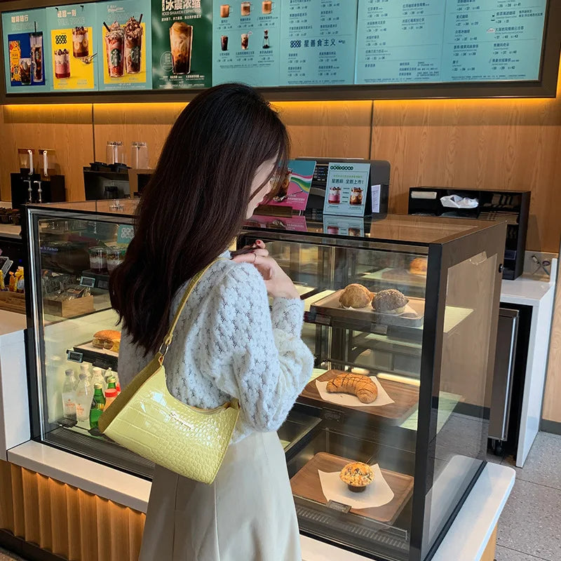 Women's Underarm Bag Small PU Leather Shoulder Bag Female Zipper Handbags