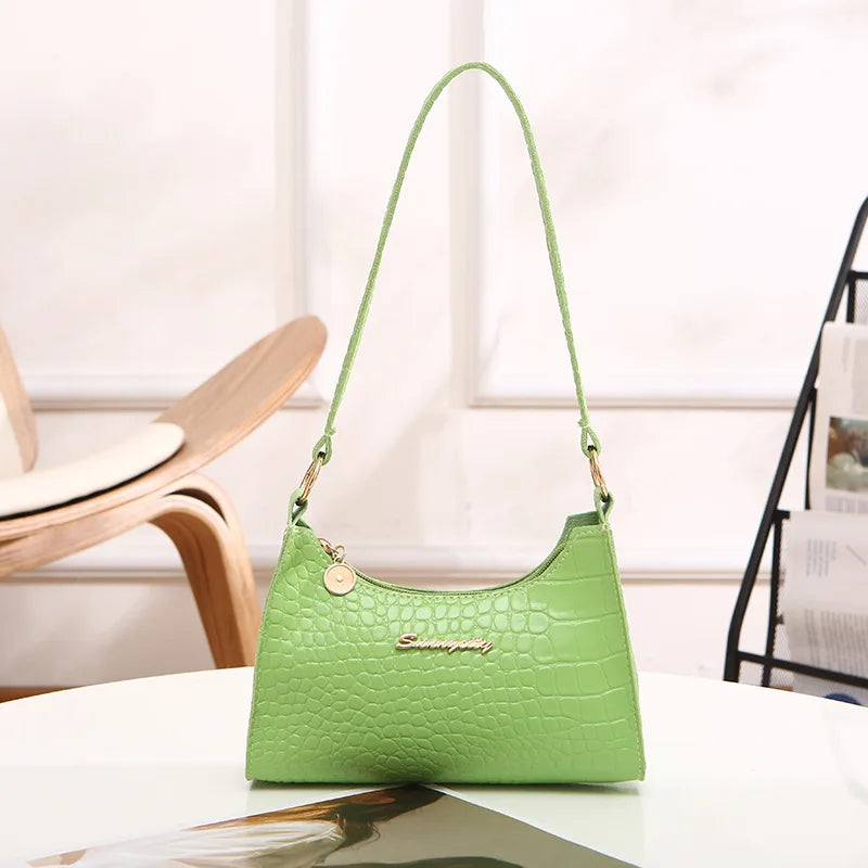 Women's Underarm Bag Small PU Leather Shoulder Bag Female Zipper Handbags