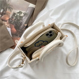 Woven Daisy Embroidery Shoulder Bag