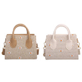 Woven Daisy Embroidery Shoulder Bag