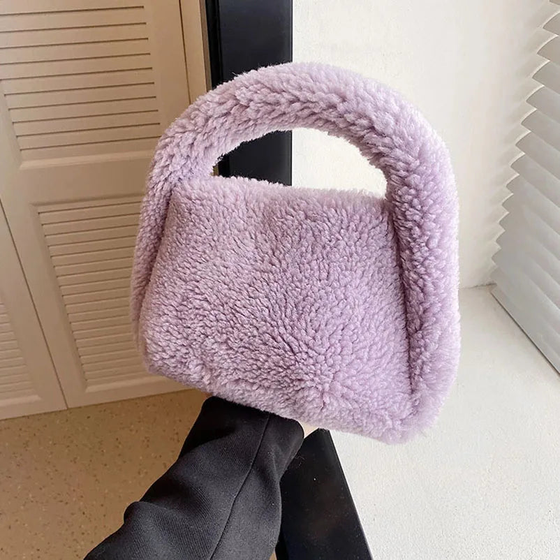 Colorful Plush Handbag Soft Mini Shoulder Totes Bag