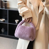Colorful Plush Handbag Soft Mini Shoulder Totes Bag