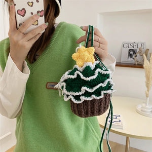 Floral Bucket Crochet Shoulder Bag Handwoven Woman Handbag B181