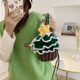 Floral Bucket Crochet Shoulder Bag Handwoven Woman Handbag B181