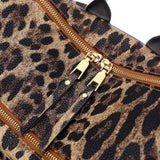Leopard Print Backpack with Ribbon for Women
