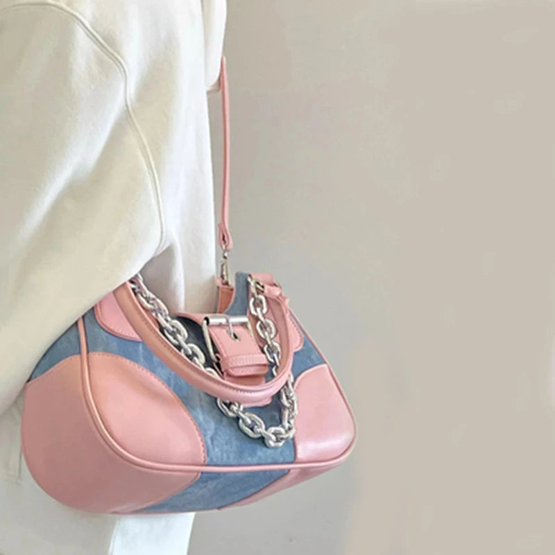Casual Contrast Canvas Women Handbag