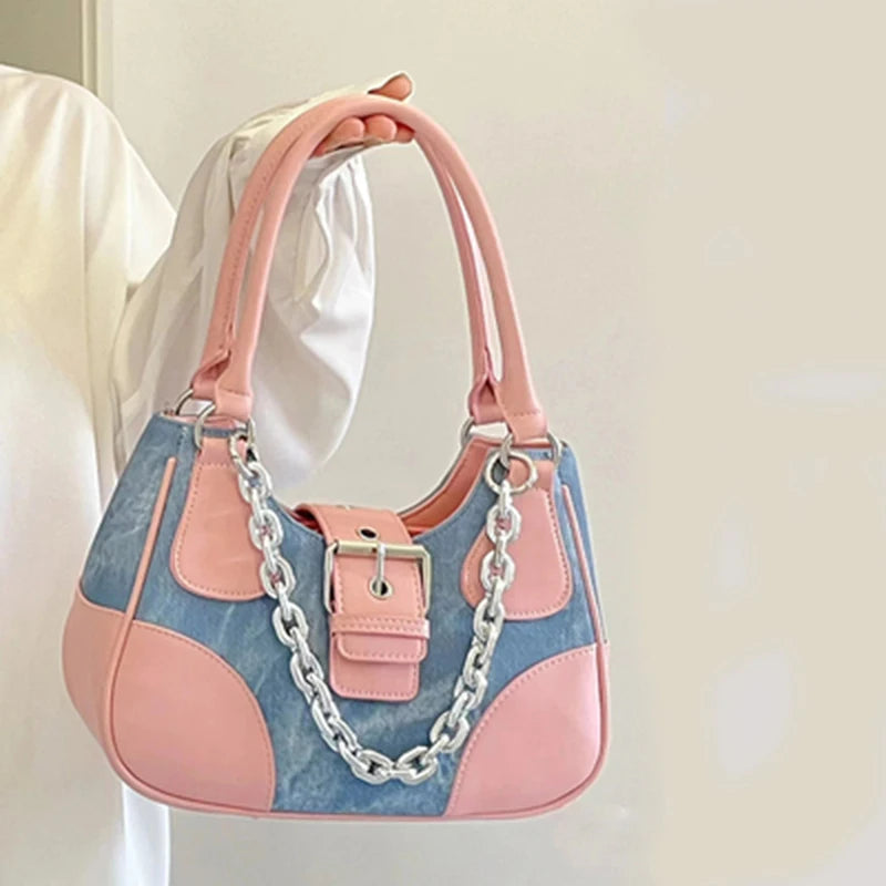 Casual Contrast Canvas Women Handbag