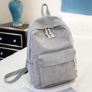 Corduroy Backpack Female Student Bag Vintage Women Backpack School Bags