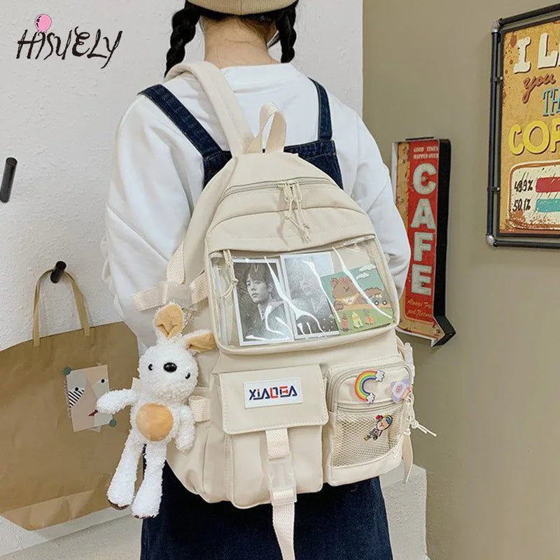 Soft Girl Transparent School Bag Casual Student Backpack