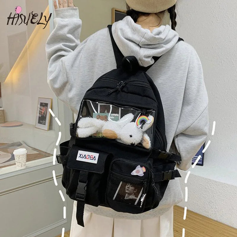 Soft Girl Transparent School Bag Casual Student Backpack