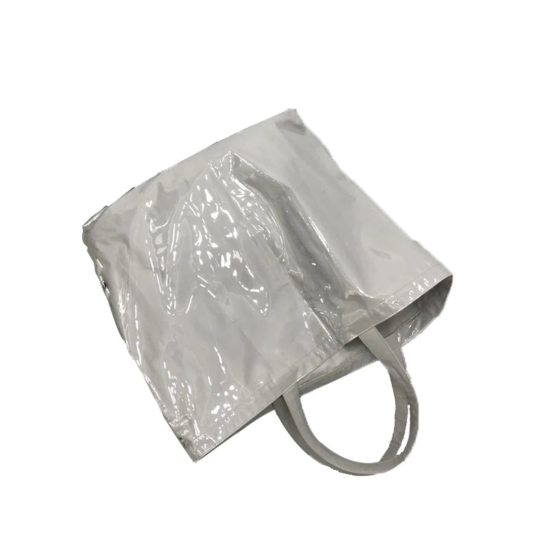 Green PVC Tote Bag Large Capacity Waterproof Shoulder Handbag