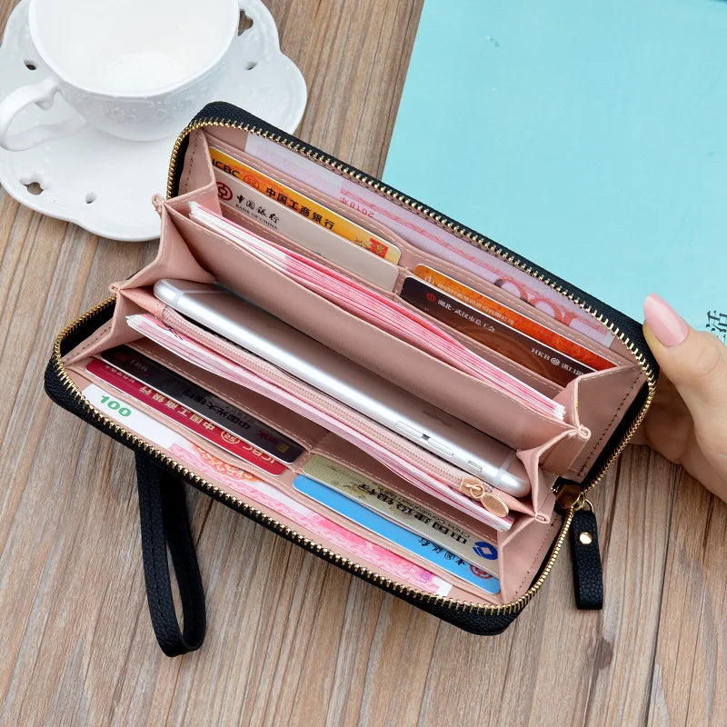 Women Long Wallet Clutch Bag with Zipper Pocket