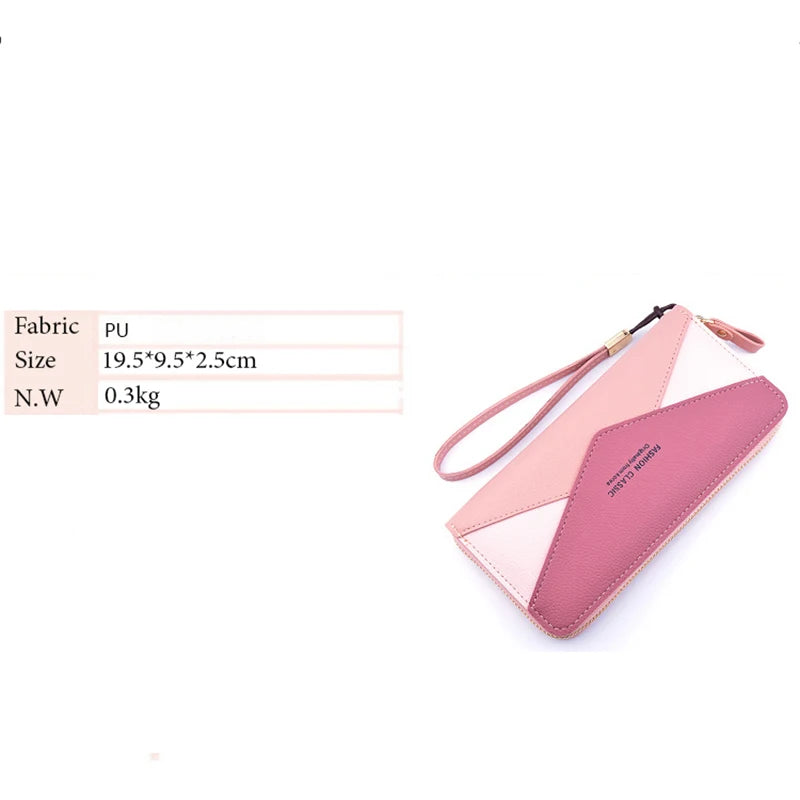 Women Long Wallet Clutch Bag with Zipper Pocket