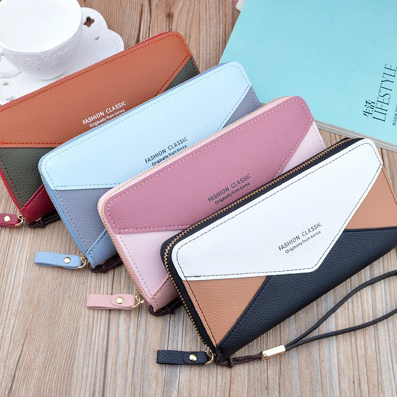 Women Long Wallet Clutch Bag with Zipper Pocket