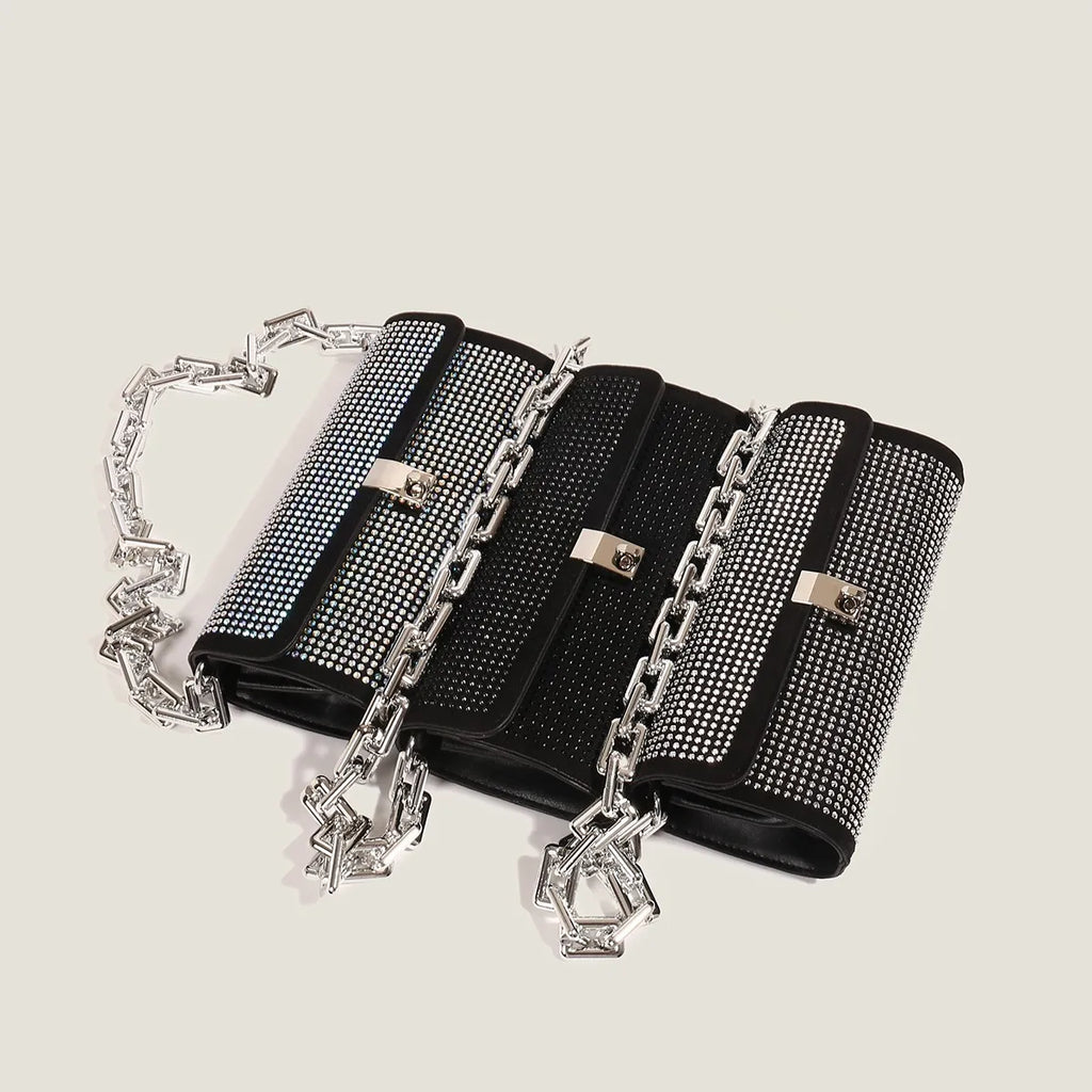 Flash Diamond Rhinestone Mini Tote Shoulder Messenger Bag