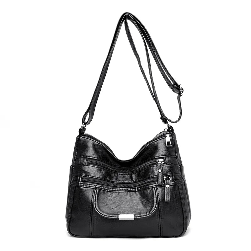 Women's Washed Leather Shoulder Bag Small Crossbody Tote Bag