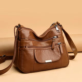 Women's Washed Leather Shoulder Bag Small Crossbody Tote Bag