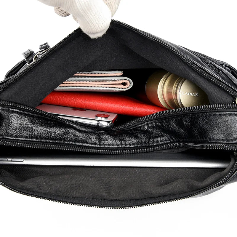 Women's Washed Leather Shoulder Bag Small Crossbody Tote Bag