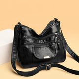 Women's Washed Leather Shoulder Bag Small Crossbody Tote Bag
