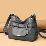 Women's Washed Leather Shoulder Bag Small Crossbody Tote Bag