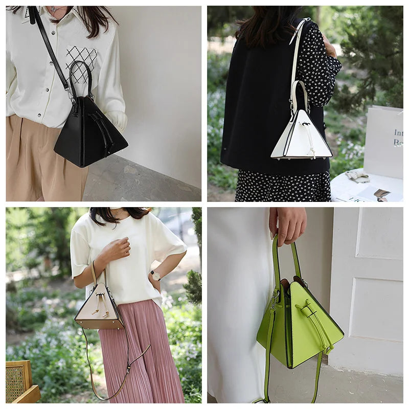 Triangle PU Leather Women's Mini Bag Handbag Shoulder Bag