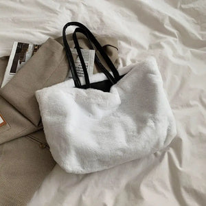 Faux Fur Bags Women Large Capacity Soft Tote Bag All-match Ladies Vintage