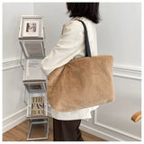Faux Fur Bags Women Large Capacity Soft Tote Bag All-match Ladies Vintage
