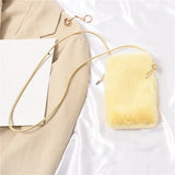 Faux Fur Crossbody Bag for Women Small Solid Cell Phone Purses