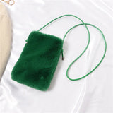 Faux Fur Crossbody Bag for Women Small Solid Cell Phone Purses