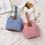 Women's Summer Woven Bucket Bag Casual One-Shoulder Messenger Chain Bag