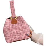 Women's Summer Woven Bucket Bag Casual One-Shoulder Messenger Chain Bag