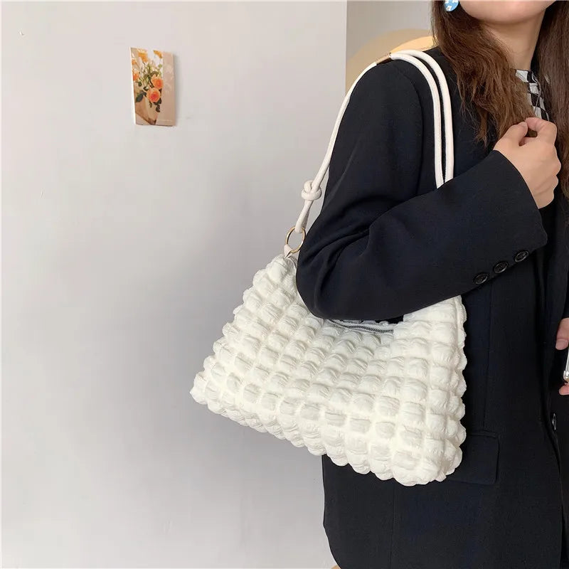 Casual Cloud Canvas Shoulder Bag Underarm Handbag for Women