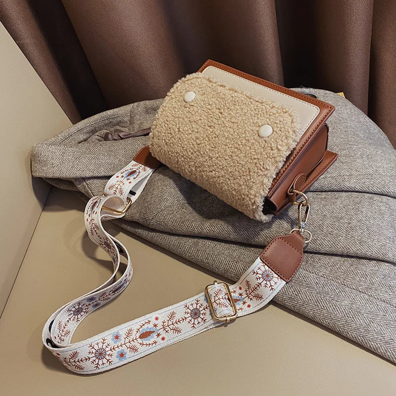 Plush Shoulder Bag Lamb Wool Winter Crossbody Bag