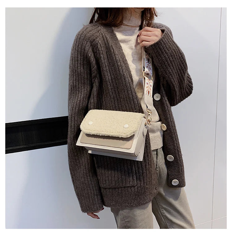 Plush Shoulder Bag Lamb Wool Winter Crossbody Bag