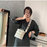 Crocodile Pattern Texture Bucket Bag with Shoulder Strap