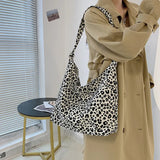 Leopard Shoulder Bag Canvas Tote Handbag for Women