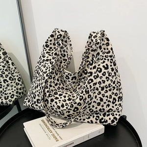 Leopard Shoulder Bag Canvas Tote Handbag for Women