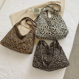 Leopard Shoulder Bag Canvas Tote Handbag for Women