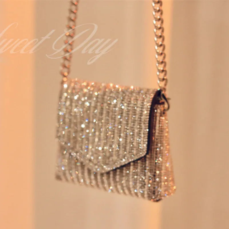 Women's Bling Crossbody Bag Rhinestone Mini Envelop Shoulder Purse