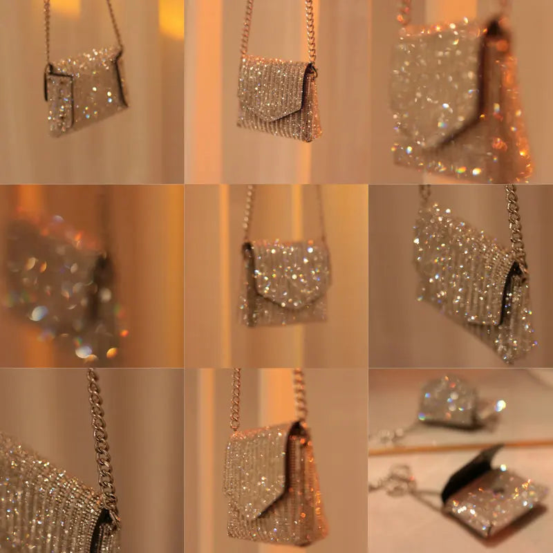 Women's Bling Crossbody Bag Rhinestone Mini Envelop Shoulder Purse