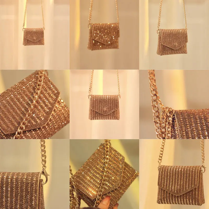 Women's Bling Crossbody Bag Rhinestone Mini Envelop Shoulder Purse