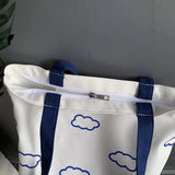 Clouds Printing Tote Bags Casual Eco Cotton Cloth Shoulder Shopper Bag for Girls